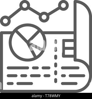 Document with diagrams and pie charts line icon. Stock Vector