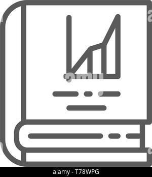 Book with graphs, accounting report, charts line icon. Stock Vector