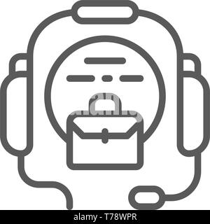 Call center, headset line icon. Stock Vector