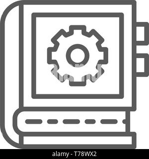 Engineering instruction book line icon. Stock Vector