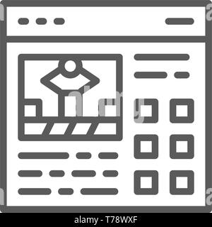 Project presentation, manual to mechanism line icon. Stock Vector