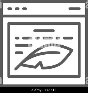 Writers website, prose, text on display line icon. Stock Vector