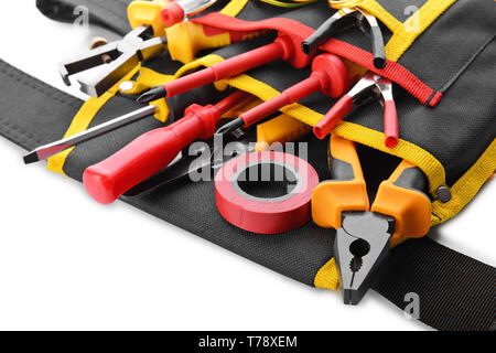 Electrician's supplies on white background Stock Photo