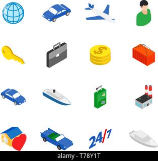 Movement icons set, isometric style Stock Vector