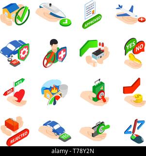 Insurance event icons set, isometric style Stock Vector