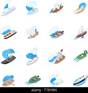 Seafarer icons set, isometric style Stock Vector