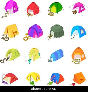 Snake attack icons set, isometric style Stock Vector
