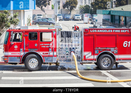 Los Angeles, California - Jul 29, 2017: Los Angeles fire truck in use Stock Photo