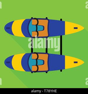 Double side canoe boat icon. Flat illustration of double side canoe boat vector icon for web design Stock Vector