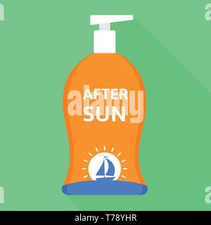 After sun bottle cream icon. Flat illustration of after sun bottle cream vector icon for web design Stock Vector