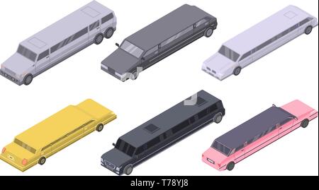 Limousine icons set, isometric style Stock Vector