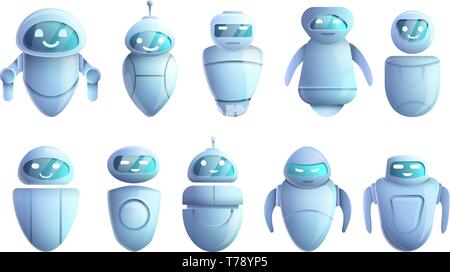 Chatbot icons set. Cartoon set of chatbot vector icons for web design Stock Vector