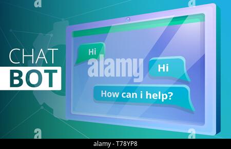 Smart chatbot concept banner. Cartoon illustration of smart chatbot vector concept banner for web design Stock Vector