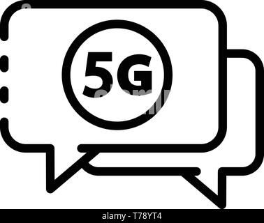 5G chat bubbles icon, outline style Stock Vector