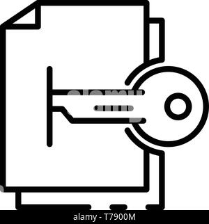 Hacking file encryption icon, outline style Stock Vector