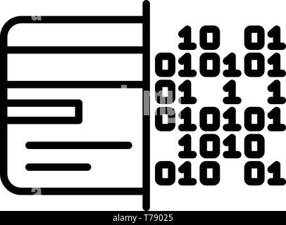 Malicious code on hard drive icon, outline style Stock Vector