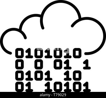 Hacker code in the cloud icon, outline style Stock Vector
