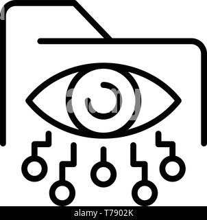 Folder eye network icon, outline style Stock Vector