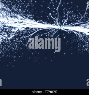 Electricity lighting effects. Array with Dynamic Particles. 3d Futuristic technology style. Abstract Background. Glowing points. Vector Illustration. Stock Vector