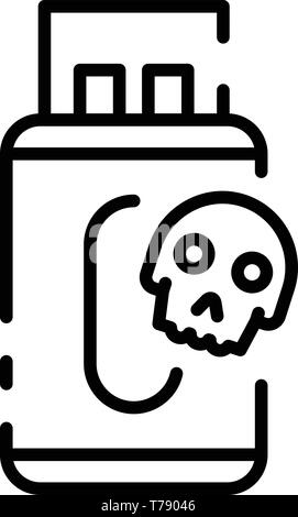 Infection of USB flash drives icon, outline style Stock Vector