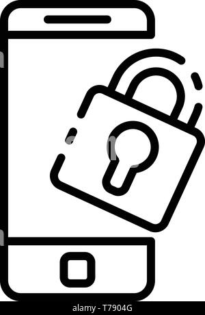 Hacker smartphone protection icon, outline style Stock Vector