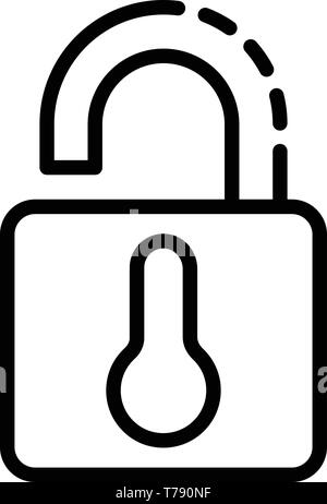 Open smart lock icon, outline style Stock Vector