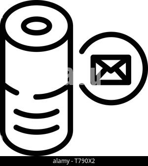 Smart speaker envelope icon, outline style Stock Vector