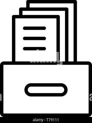 Archival box with documents icon, outline style Stock Vector