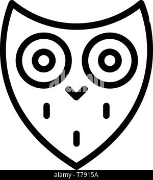 Stylized owl head icon, outline style Stock Vector