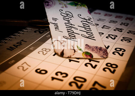 Close up of April calendar on white background Stock Photo