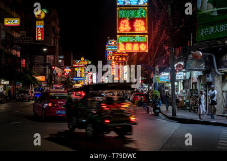 Bangkok, Thailand - 02 September 2018: Bangkok's Chinatown street scene Stock Photo