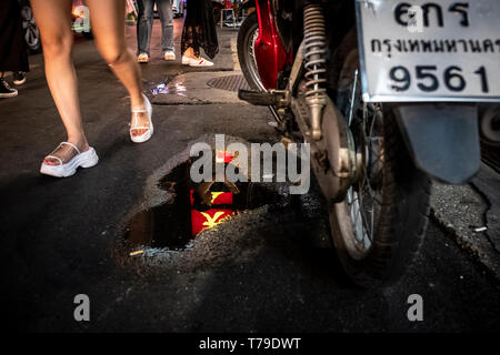 Bangkok, Thailand - 02 September 2018: Reflections of Chinatown Stock Photo