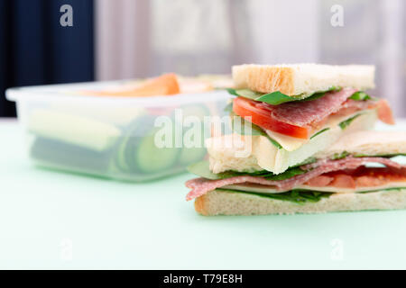 Healthy eating a sandwich in lunchbox Stock Photo