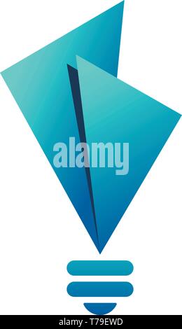 Creative light bulb symbol with triangles on white background. Bulb icon design. Stock Vector