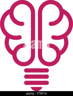 Brain shaped bulb on white background. Creative idea icon. Stock Vector