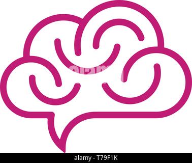 Brain and cloud shaped speech bubble on white background. Creative idea icon. Stock Vector