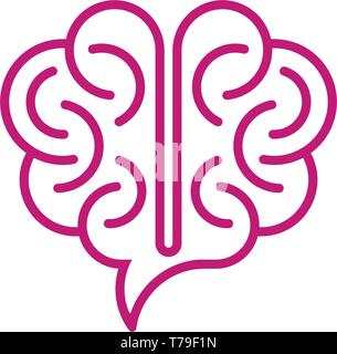 Speech bubble shaped brain on white background. Creative idea icon. Stock Vector