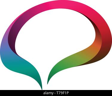 Brain and speech bubble icon on white background. Three dimensional creative idea icon. Stock Vector