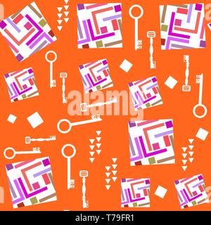 Keys seamless pattern in vector. It is located in swatch menu Stock Vector