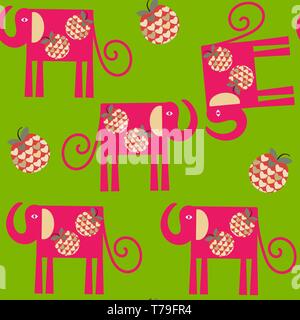 Elephants seamless pattern. It is located in swatch menu, vector Stock Vector