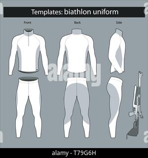 Templates biathlete form. mockup vector illustration. sport suit Stock Vector