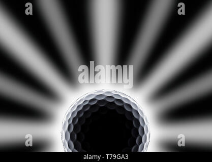 single golf ball with star and eclipse like effect on a black background Stock Photo