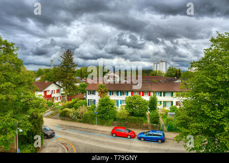 Residential Houses in Zurich (Switzerland), stormy weather Stock Photo