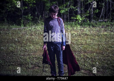 Brightburn is an upcoming 2019 American superhero horror film produced by James Gunn and Kenneth Huang. The film is directed by David Yarovesky from a screenplay by Mark and Brian Gunn, and stars Elizabeth Banks, David Denman, Jackson A. Dunn, Matt Jones and Meredith Hagner.     This photograph is for editorial use only and is the copyright of the film company and/or the photographer assigned by the film or production company and can only be reproduced by publications in conjunction with the promotion of the above Film. A Mandatory Credit to the film company is required. The Photographer shoul Stock Photo
