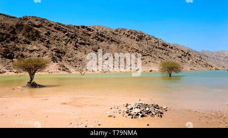 Scenic View of Waters-cape in Desert Stock Photo