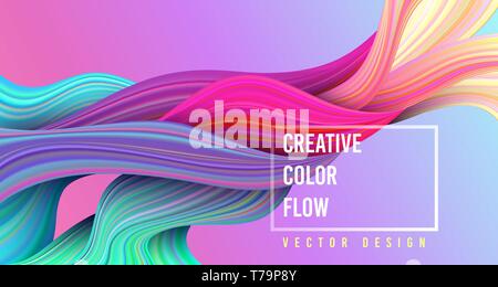 Modern colorful flow poster. Wave Liquid shape on multycolor background. Stock Vector