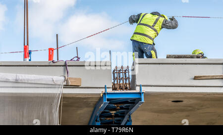 Only the last bit is left on the Crown Princess Mary bridge over the Roskilde firth, Frederikssund, Denmark, May 3, 2019 Stock Photo