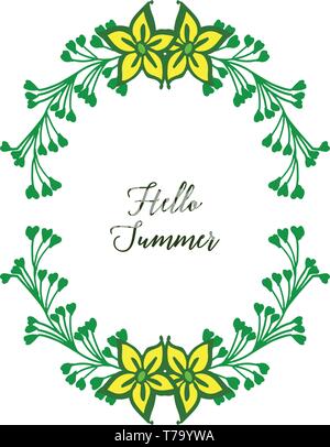 Vector illustration art yellow bouqet frame with template hello summer ...