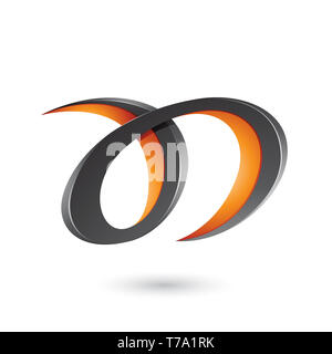 Vector Illustration of Black and Orange Curvy Letter A and D isolated on a White Background Stock Photo