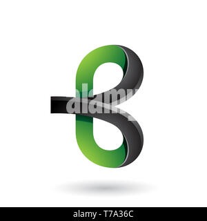 Vector Illustration of Green and Black Bold Curvy Letter B isolated on a White Background Stock Photo